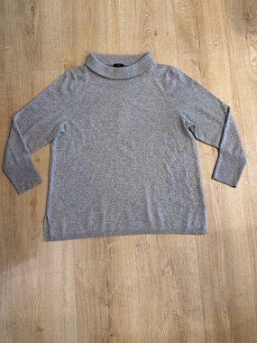 Talbots Light Grey Pure Cashmere Mock neck Sweater Size 2X Plus Size NWT